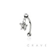 BUTTERFLY DANGLE CZ ROUND 316L SURGICAL STEEL CURVED BARBELL/EYEBROW